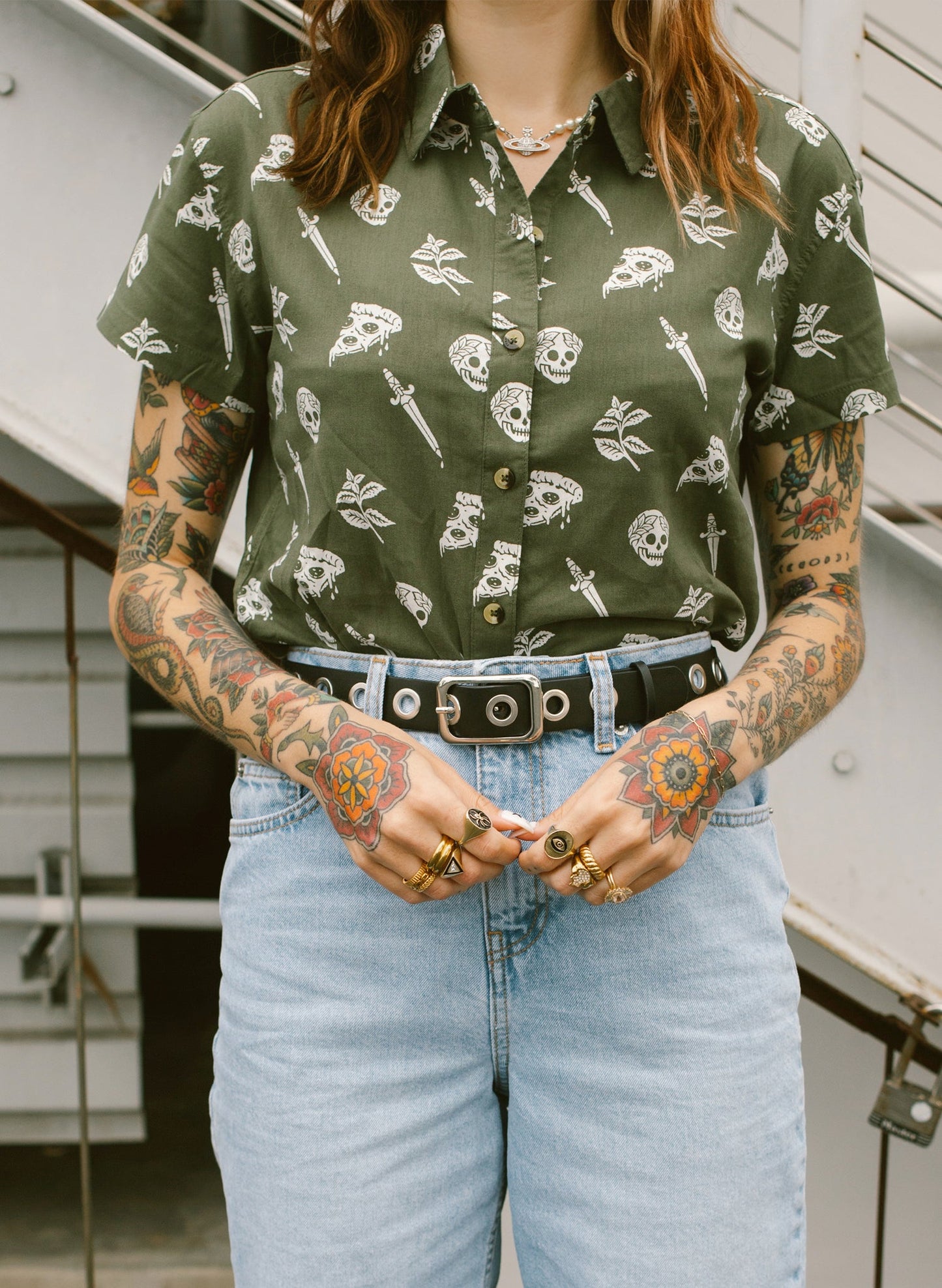Pizza Slayer Button-Up